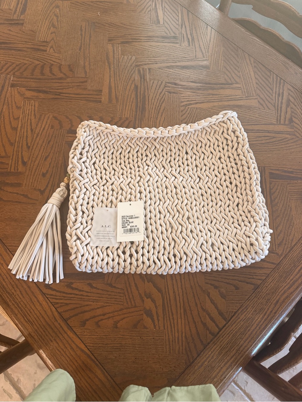 A.L.C. Ivory Knitted Tassel Clutch